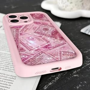 Pink Glitter Dollar Transparent Mobile Phone Case